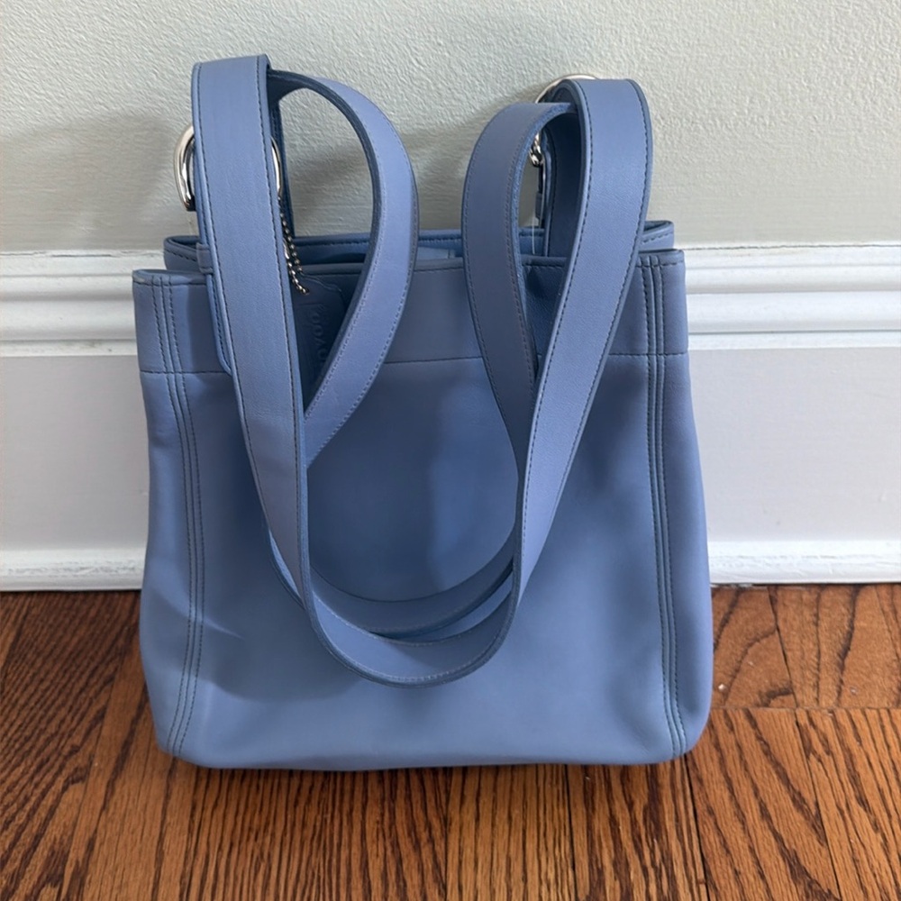 Authentic Blue Coach Midi Tote